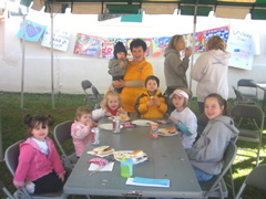 Marines Kids Eating in Tent